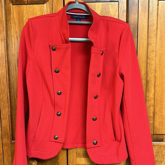 Tommy Hilfiger Women's Casual Band Jacket, Fall Fashion Open Front Blazer Red S - Picture 5 of 8
